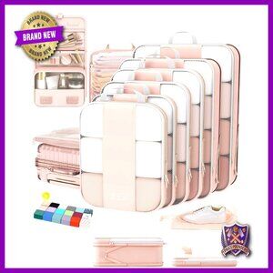 Compression Packing Cubes Set Travel Organizer Expandable Space Saver Bags